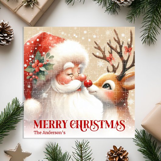 Lieve Kerstman Rudolph Gepersonaliseerde Kerstpuzz Legpuzzel