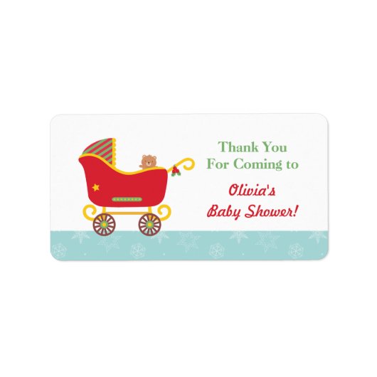 Lieve Kerstman slee Baby wandelwagen Bedankt label (Voorkant)