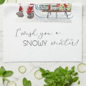 Lieve Kerstman, slee, cadeaus Theedoek (Gevouwen)