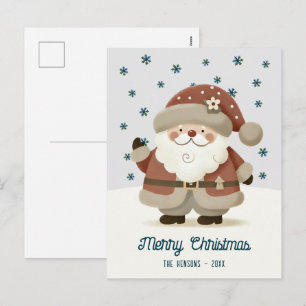 Lieve Kerstman Sneeuwvlokken Tekening Kerstmis Feestdagenkaart