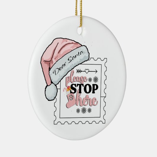 Lieve Kerstman Stop hier Gepersonaliseerd Ornament (Rechts)