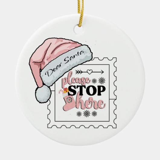 Lieve Kerstman Stop hier Gepersonaliseerd Ornament (Voorkant)