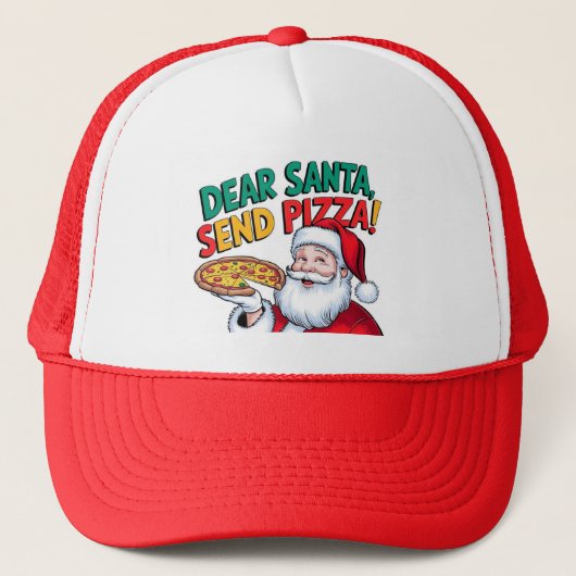 Lieve Kerstman stuur pizza grappige kerst Trucker Pet (Voorkant)