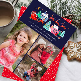 Lieve Kerstman Vintage Kerstmis 3 Foto's Feestdagenkaart