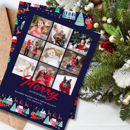 Lieve Kerstman Vintage Kerstvakantie 9 foto's Feestdagenkaart