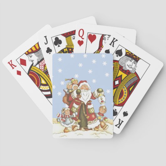 Lieve Kerstman Volkskunst Kinderen Kerstmis Sneeuw Pokerkaarten (Achterkant)