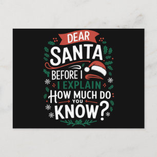 Lieve Kerstman voordat ik het uitleg Hoeveel weet Briefkaart