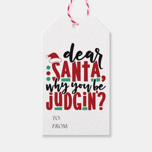 Lieve kerstman, waarom je rechter bent | Fun-kerst Cadeaulabel (Voorkant)