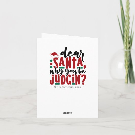 Lieve kerstman, waarom je rechter bent | Fun-kerst Feestdagen Kaart (Achterkant)