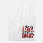 Lieve kerstman, waarom je rechter bent | Fun-kerst Theedoek (Verticaal)