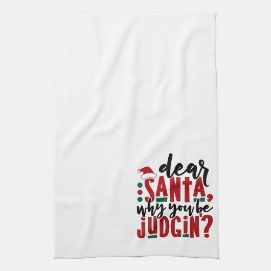 Lieve kerstman, waarom je rechter bent | Fun-kerst Theedoek (Verticaal)