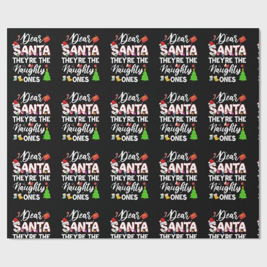 Lieve kerstman, ze zijn de Naughty Ees Familie Chr Cadeaupapier (Vlak)