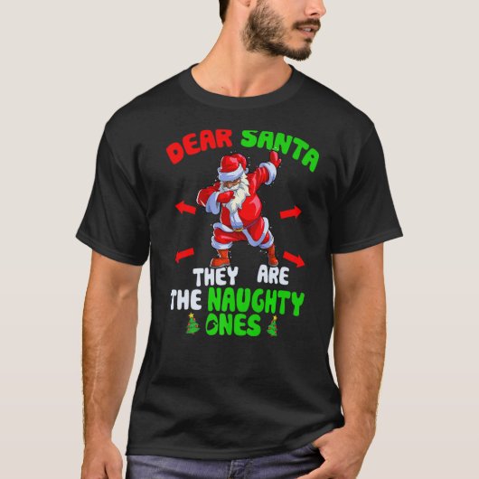 Lieve kerstman, ze zijn Naughty Ones Dab Santa Bla T-shirt (Voorkant)