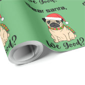 Lieve Kerstman, zijn we goed? Pug Christmas Wrappi Cadeaupapier (Rol Hoek)
