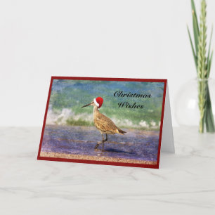 Lieve KerstmanVogel aan het Strand Kerstkaart Feestdagen Kaart