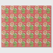Lieve Kerstmis Dinosaurus Foto Kinderen Cadeaupapier (Vlak)