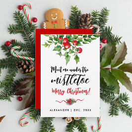 Lieve Kerstmis Rood En Groen Miste Waterverf Feestdagenkaart