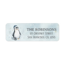 Lieve Kerstpinguïn op Maat Gemaakte Kerstmis Etiket