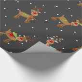 Lieve kerstrenrendierster cadeaupapier (Hoek)