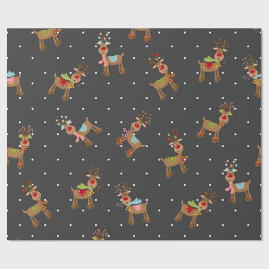 Lieve kerstrenrendierster cadeaupapier (Vlak)