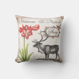 Lieve kerstrenrendiertje, vogel, Amaryllis pillow Kussen