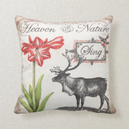 Lieve kerstrenrendiertje, vogel, Amaryllis pillow Kussen
