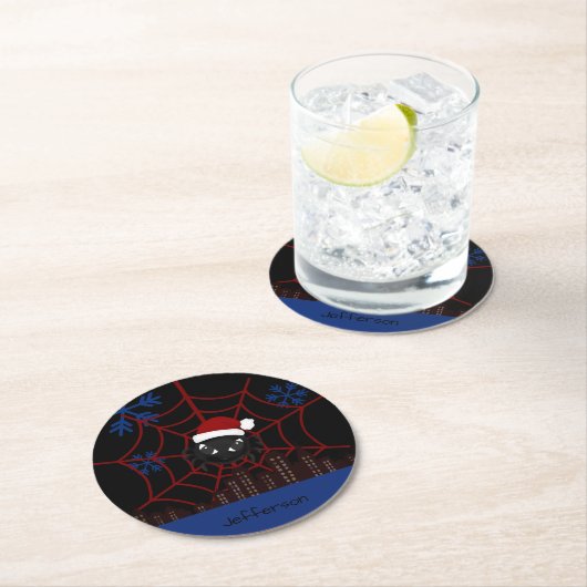Lieve Kerstspin Gepersonaliseerd  Ronde Kartonnen Onderzetter (Insitu)