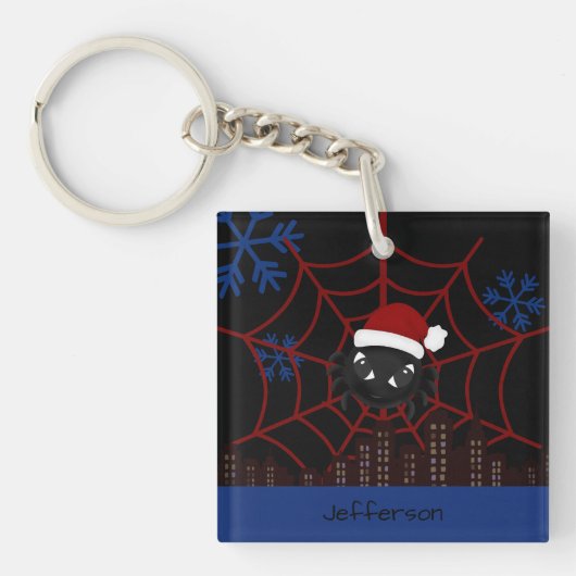 Lieve Kerstspin Gepersonaliseerd Sleutelhanger (voorkant)