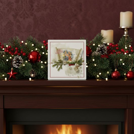 Lieve kerststal collage op maat kerstfeest  fotoplaat