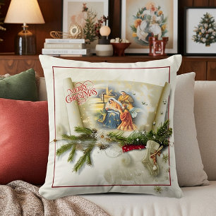 Lieve kerststal collage op maat voor de feestdagen kussen