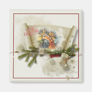 Lieve kerststal collage op maat voor de feestdagen magneet