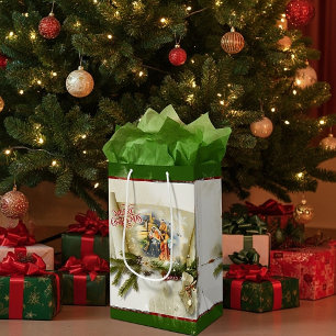 Lieve kerststal collage op maat voor de feestdagen medium cadeauzakje