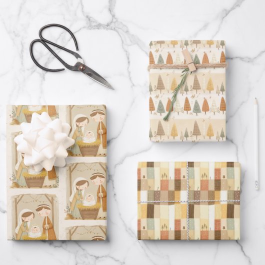 Lieve kerststal inpakpapier vel (Voorkant)