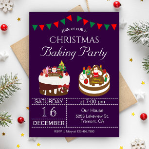 Lieve kerstvakantie bakfeest uitnodiging
