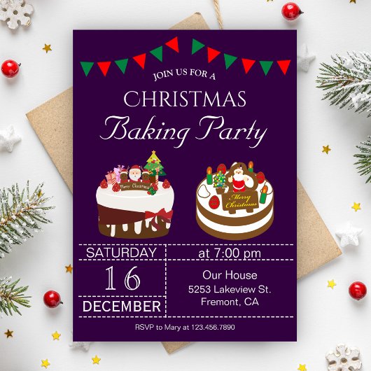 Lieve kerstvakantie bakfeest uitnodiging