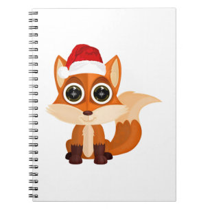 Lieve Kerstvos Cartoon Kawaii Dierlijk Festijn Notitieboek