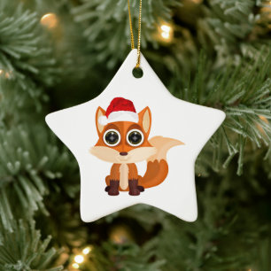 Lieve Kerstvos Cartoon Kerstfeest Dierlijk Festief Keramisch Ornament