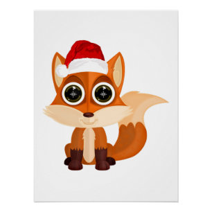 Lieve Kerstvos Cartoon Kerstfeest Dierlijk Festief Perfect Poster
