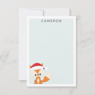 Lieve Kerstvos in Kerstmannenhoed Teal Persoonlijk Notitiekaartje