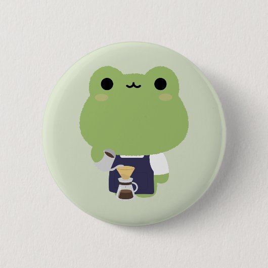 Lieve Kikker Barista Ronde Button 5,7 Cm (Voorkant)