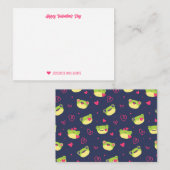 Lieve kikker cartoon hartpatroon Valentijnsdag Notitiekaartje (Voorkant / Achterkant)