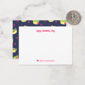 Lieve kikker cartoon hartpatroon Valentijnsdag Notitiekaartje (Voorkant / Achterkant in situ)