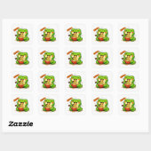 Lieve kikker die noedels eet vierkante sticker (Vel)