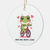 Lieve kikker die op een fiets rijdt | Grappig gesc Keramisch Ornament (Links)