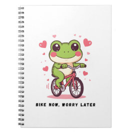 Lieve kikker die op een fiets rijdt | Grappig gesc Notitieboek