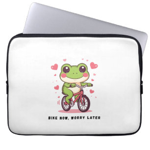 Lieve Kikker Die op Fiets Rijdt   Grappig Kikkerca Laptop Sleeve