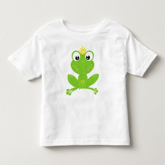 Lieve kikker, groene kikker, kroon, kikkerprins kinder shirts (Voorkant)