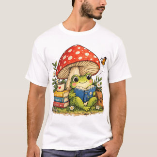 Lieve kikker leest onder paddenstoel boek liefhebb t-shirt