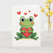 Lieve kikker liefdeshart kaart (Gele Bloem)