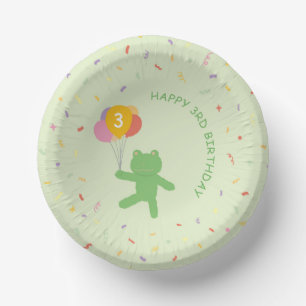 Lieve kikker met ballon verjaardag papieren kommen